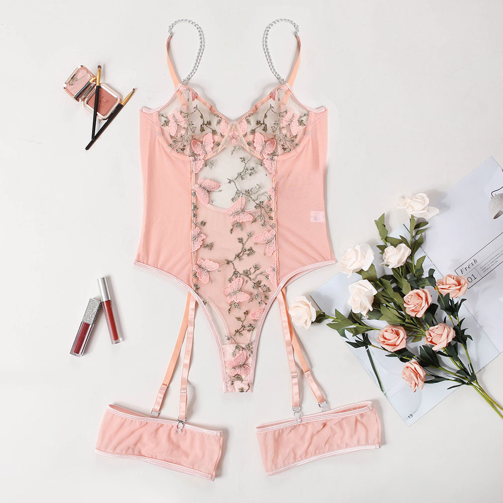 Butterfly Embroidered Lingerie Set - Dressfeel