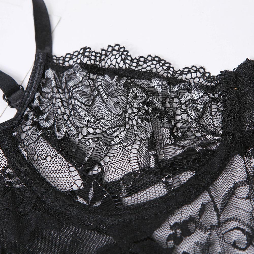 Contrast Lace High Cut Lingerie - Underwired - Dressfeel