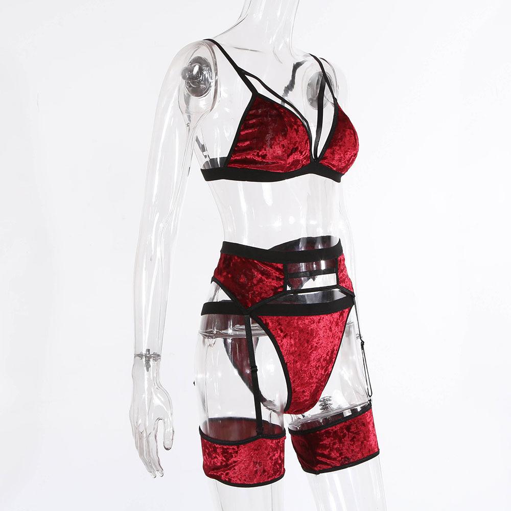 Velvet 3 piece Lingerie Set - Dressfeel