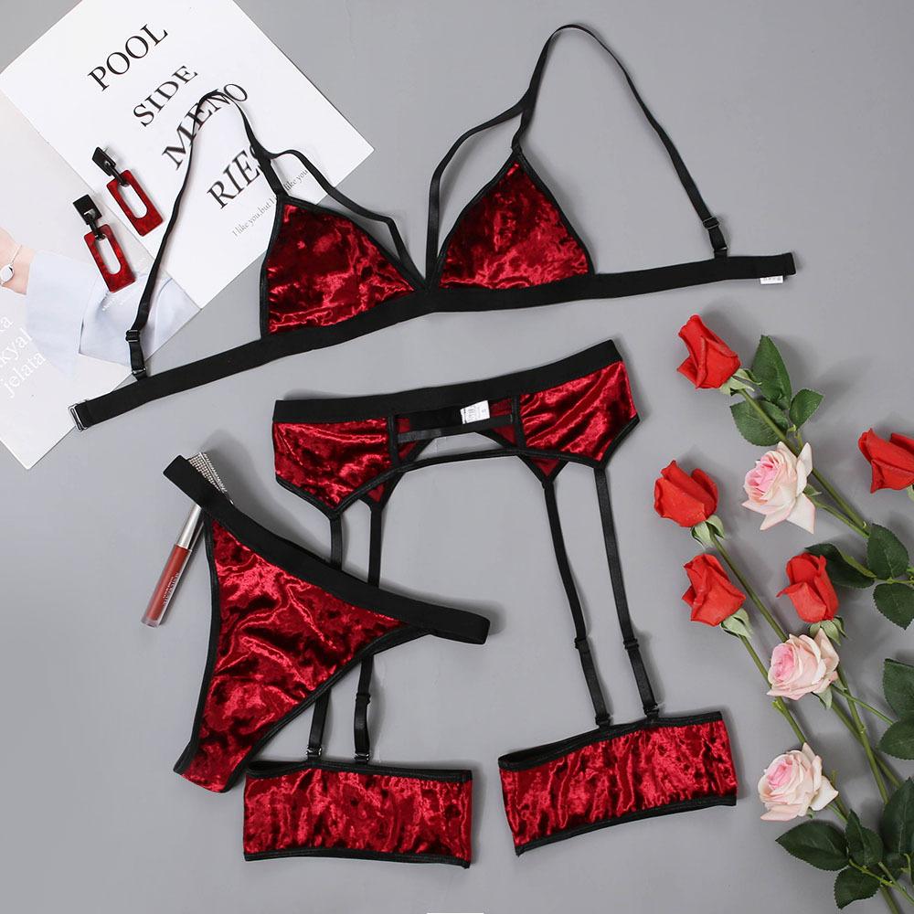 Velvet 3 piece Lingerie Set - Dressfeel