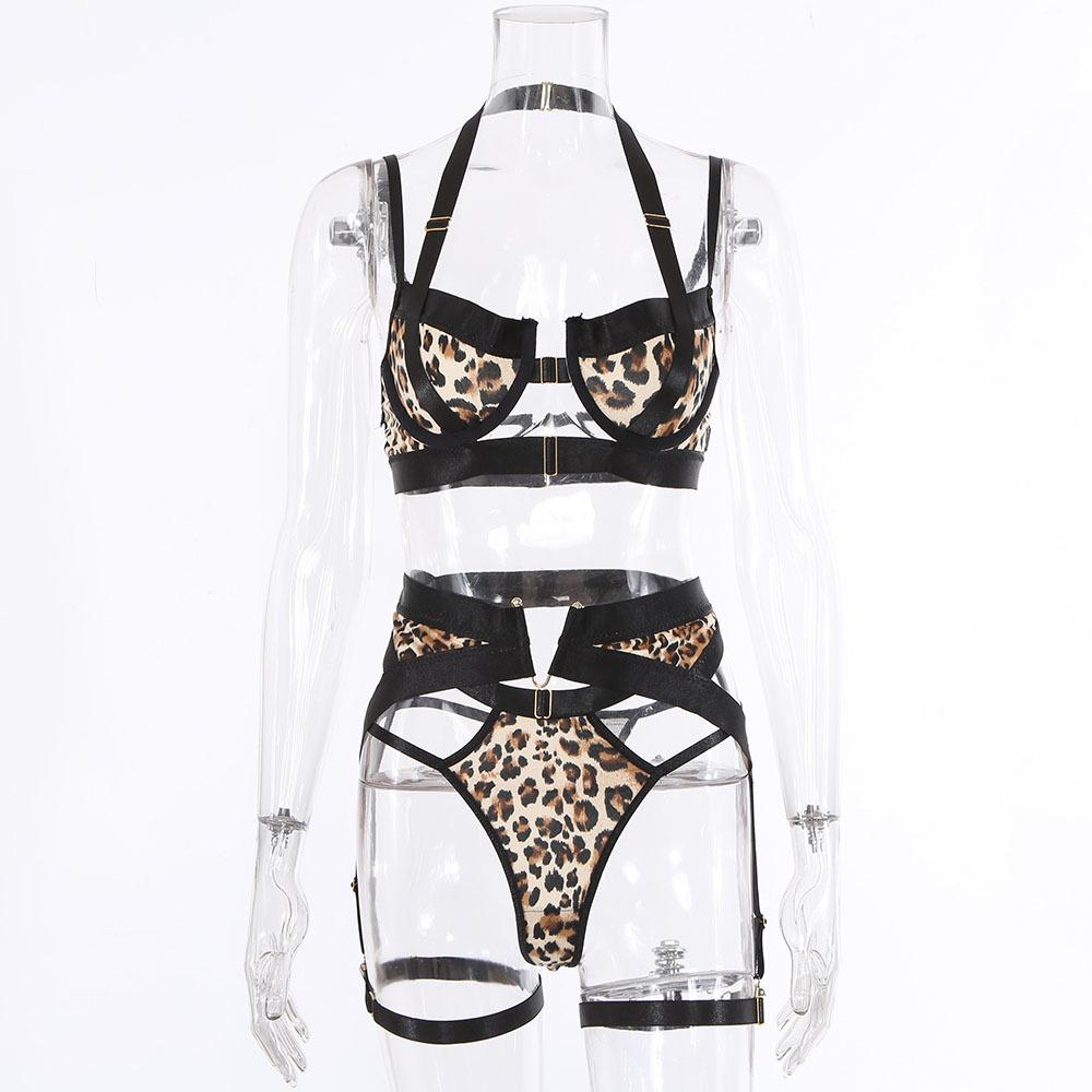 Leopard Print Underwired Lingerie Set - Dressfeel