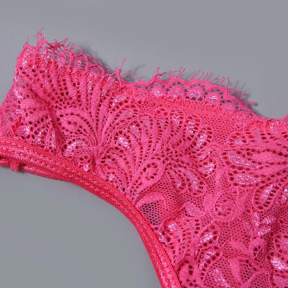 Underwire Lace Bra and Panty Set - Rose - Dressfeel